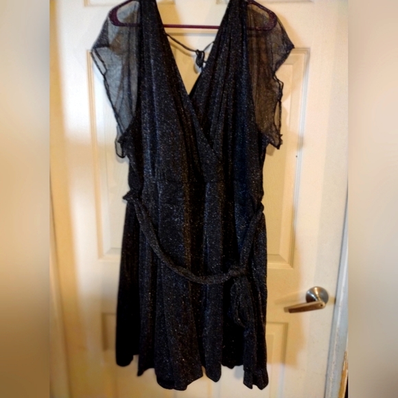 torrid Pants - Glitter Lurex Flutter Sleeve Surplice Romper